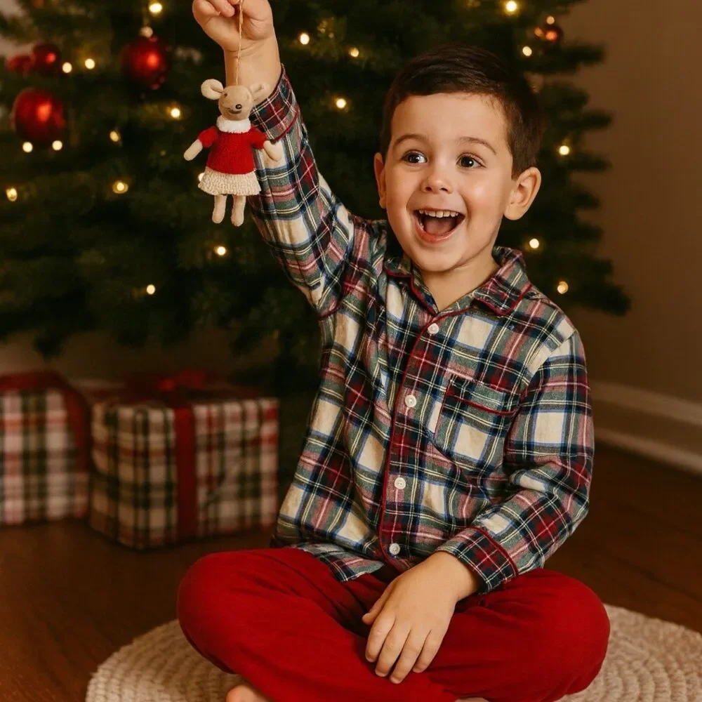 Crewcuts Plaid‎ Button Front Pajama Top Boys 6–7 Cozy Sleepwear